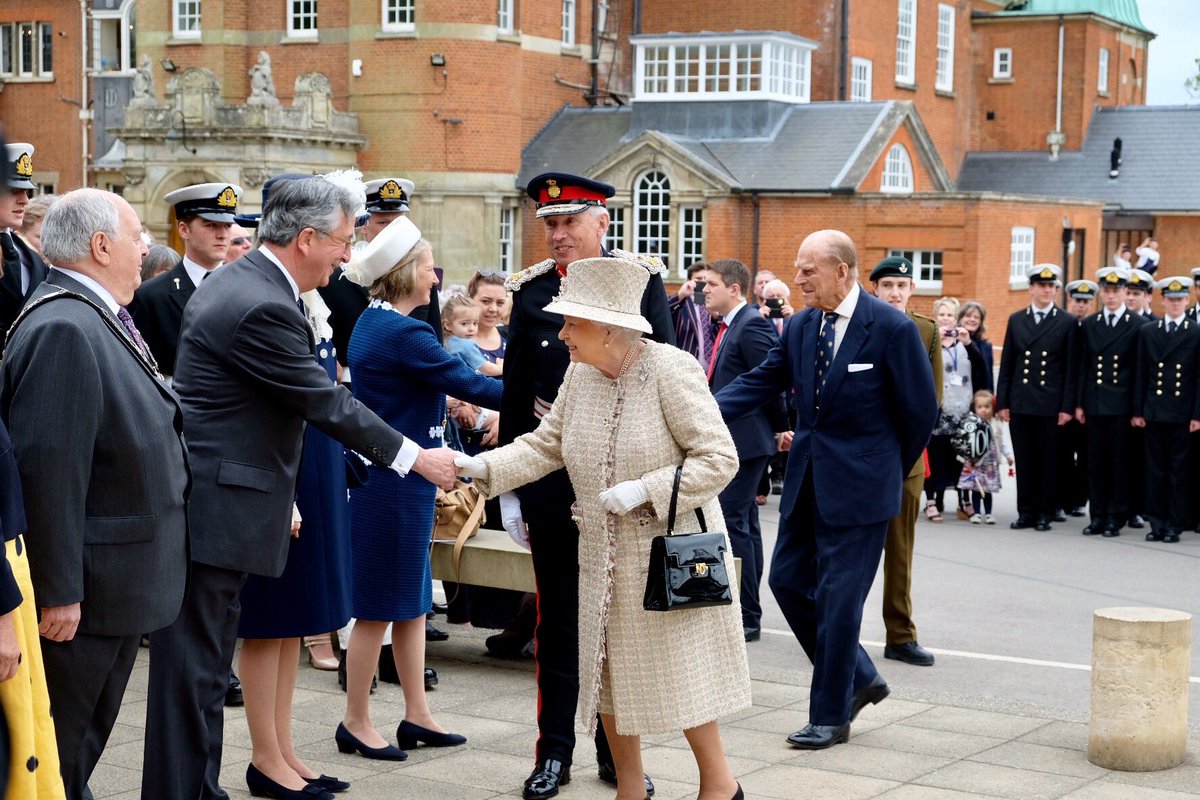 RoyalFamily's tweet photo. The Queen and The Duke of Edinburgh arrive @PangColl in Berkshire today to celebrate its Centenary. https://t.co/BRXjjRgP0K