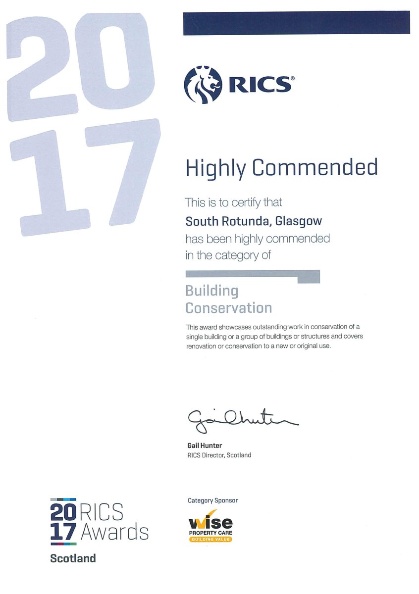 Our #SouthRotunda project was highly commended at the recent @RICSnews awards. Well done to all involved.