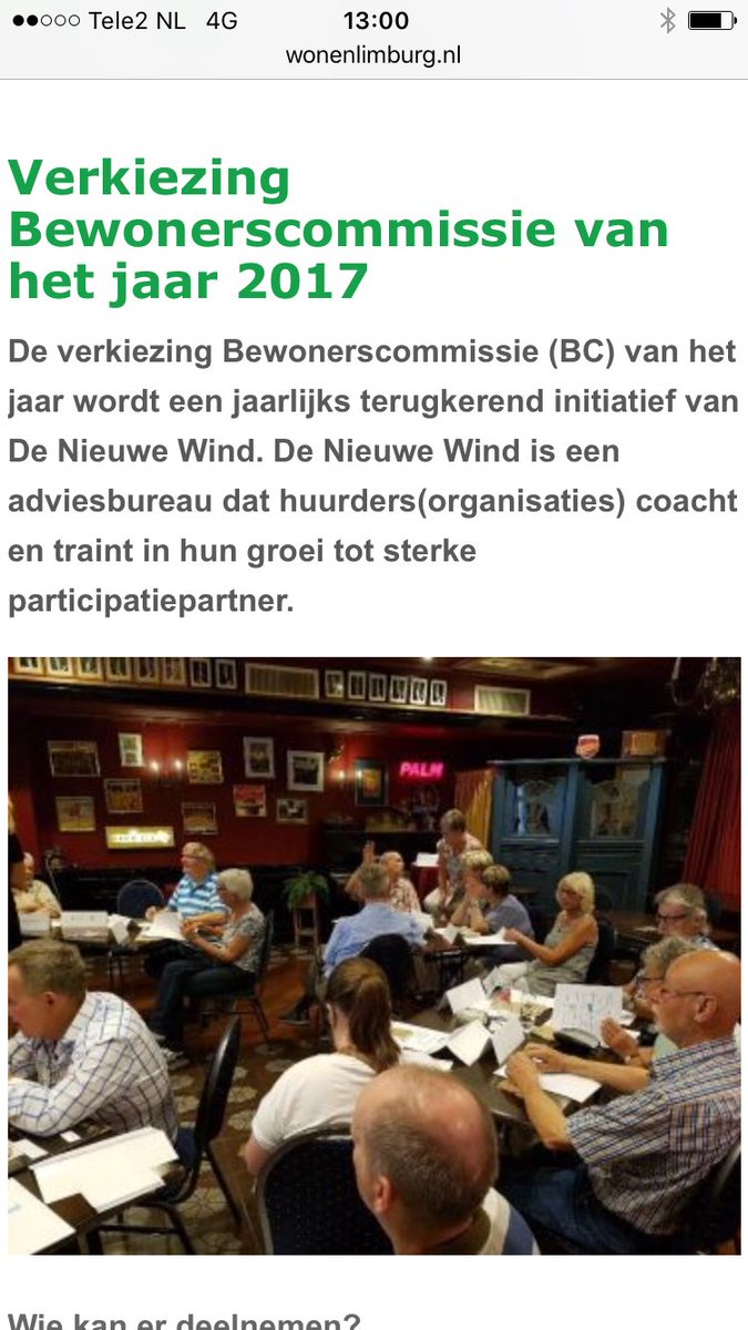 Wat aardig dat <a href="/wonenlimburg/">Wonen Limburg</a> ons initiatief 'Verkiezing BC van het jaar 2017' deelt op haar website. Kennis delen = Kracht #participatie