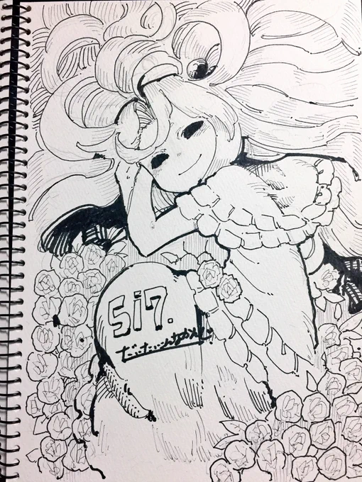 例大祭で隣だっただいこん先生に描いてもらった神綺さま。 