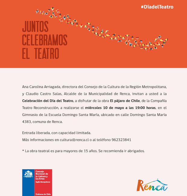 sidarte_chile's tweet photo. Organiza  @CulturaRM. Dispondremos de un bus a las 18.00 hrs desde Sidarte. Cupos limitados previa confirmación a secretaria@sidarte.cl https://t.co/o2ggyHm71T