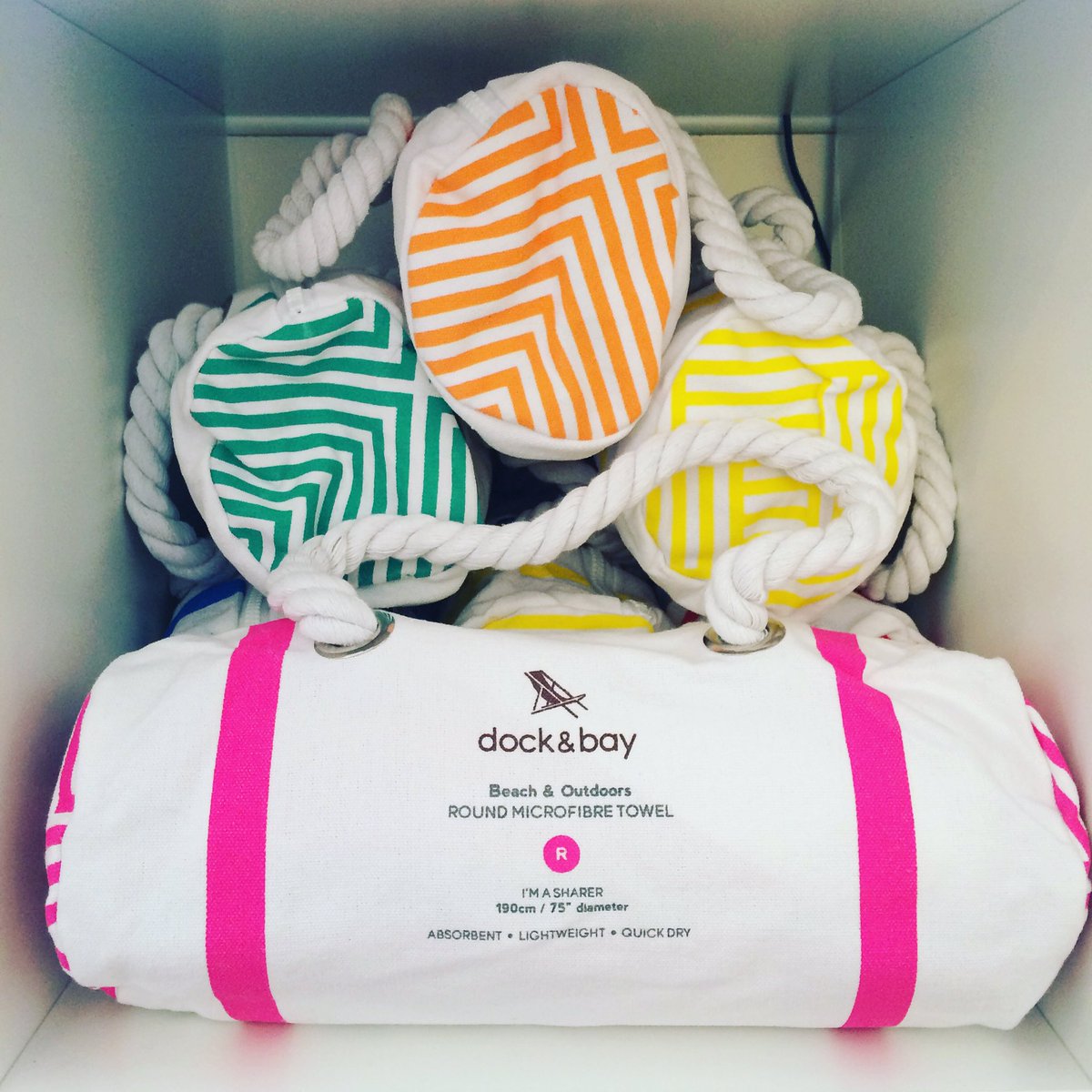 Stitchandware's tweet photo. Have you seen our amazing #microfibre towels by @dock_and_bay? Shop online now @Stitchandware #roundtowel #summer #beach #sharingiscaring https://t.co/PIpVw61tbi