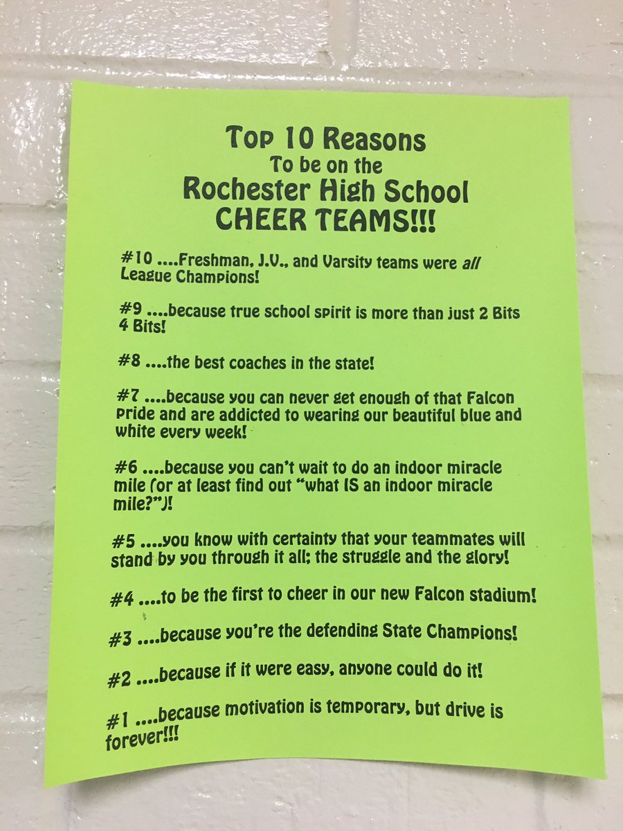 rochester_cheer's tweet image. TOP 10 REASONS TO BE ON THE RHS CHEER TEAMS🐝🐞💪🏼