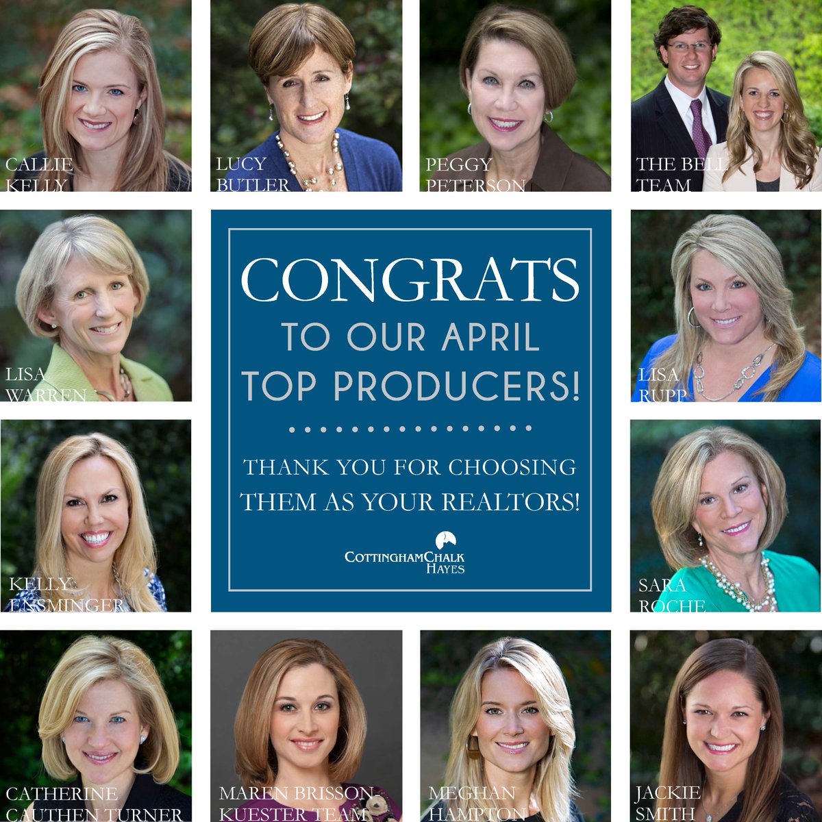 CottinghamChalk's tweet photo. Congrats to our April Top Producers! You are incredible &amp; we couldn't do it without you. #CLTrealtor #realestate #clthomes #team #congrats https://t.co/w1MAlIY9vM