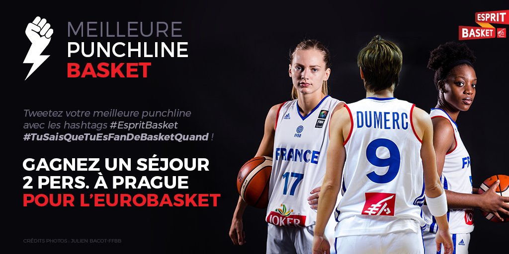 EspritBasket's tweet image. #JeuConcours Gagnez un séjour à Prague pour 2 pour voir les Bleues à l'Euro. Tweetez-nous votre meilleure punchline basket ! 👊 #EspritBasket