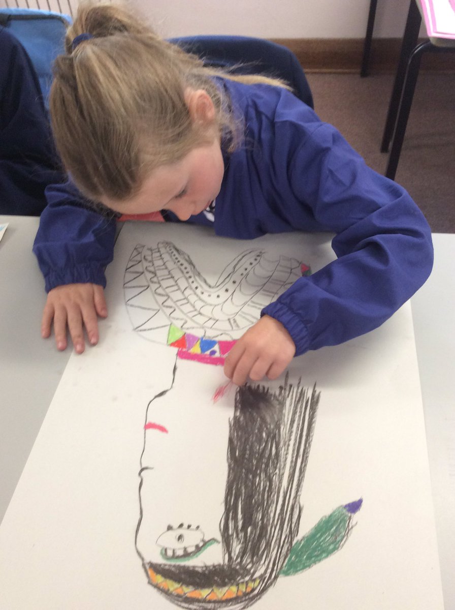 THSch_Junior's tweet photo. Wow! Fantastic Egyptian style portraits coming along nicely... Well done Year 3! #thart #thy3 #Egyptians https://t.co/u1vKt5JbB3