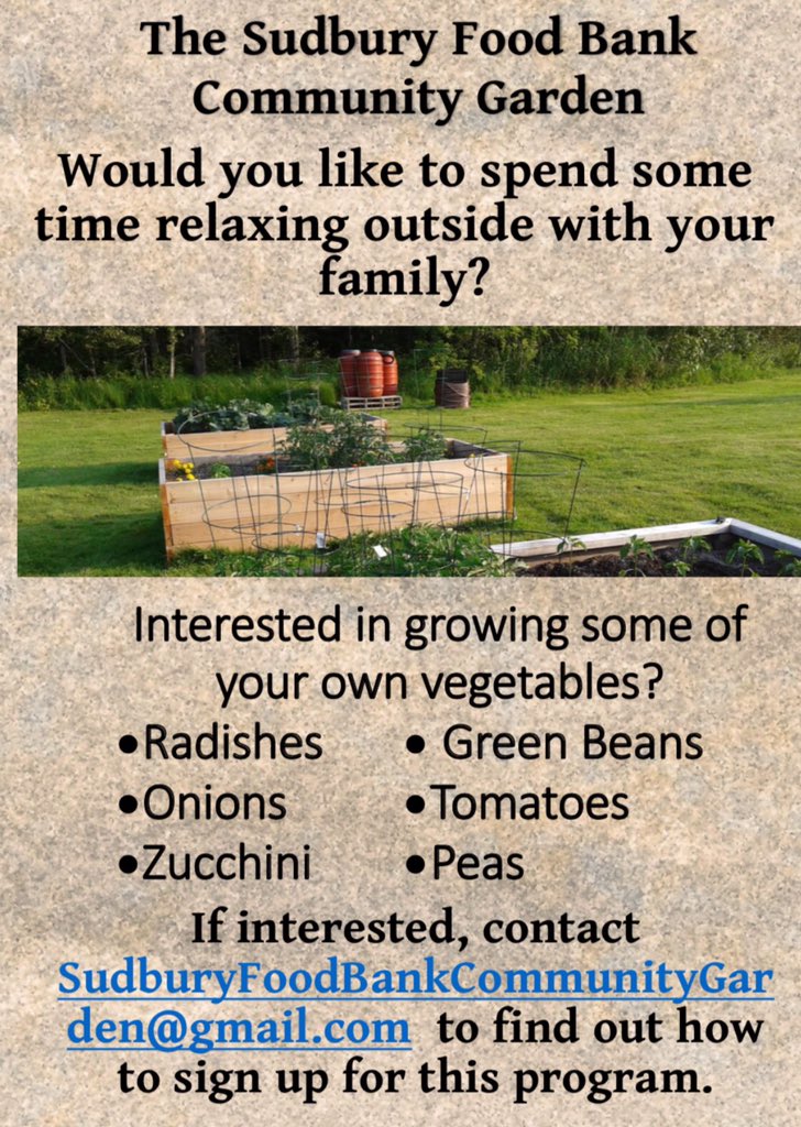WREMWilliam's tweet image. So excited to be working with @SudburyFoodBank on the Community Garden. All people should have access to healthy food options. #HungerCount