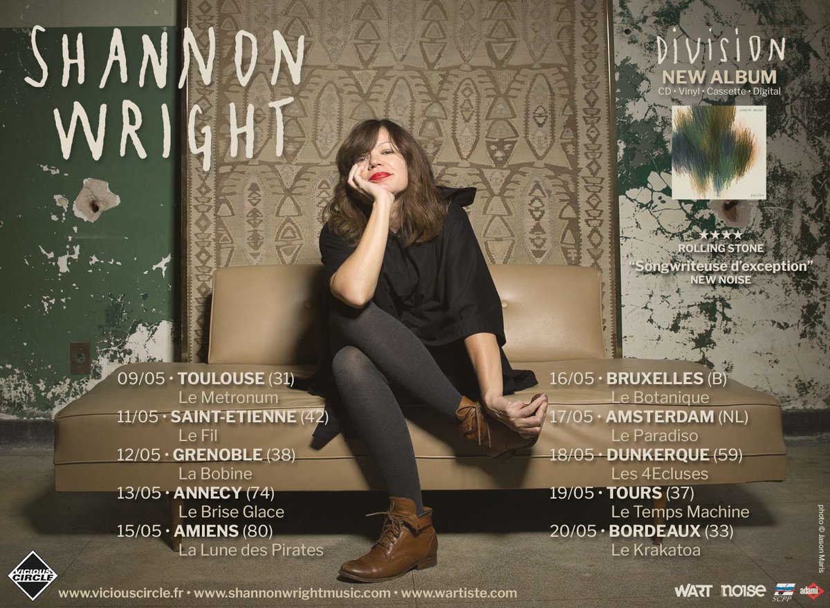 concertandcocom's tweet photo. #ShannonWright en concert en France du 9 au 20 mai 2017 #DivisionTour @Vicious_Circle ! Dates+Billets ici : https://t.co/mC3faPbmMJ … https://t.co/0kTdqNYV7f