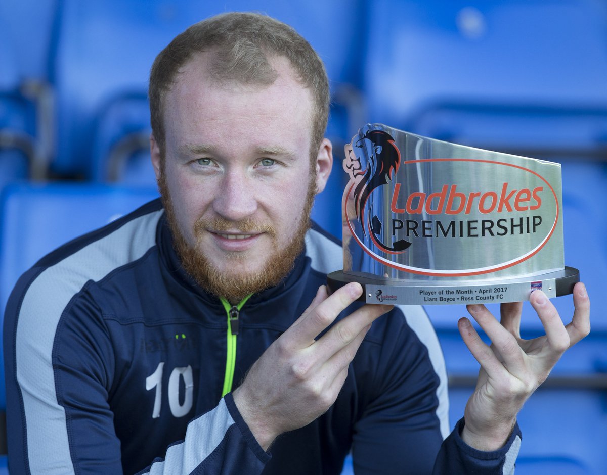 RossCounty's tweet image. Congratulations to Liam Boyce who has won the @Ladbrokes Premiership Player of the Month for April #Staggies