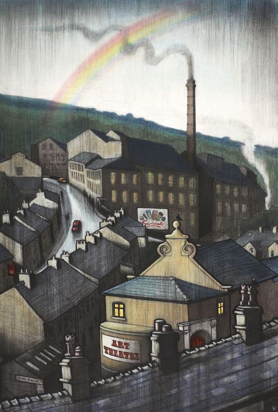 mike_loseby's tweet photo. Northern art: "Singin' in the Rain"..Charcoal and coloured chalk by #ClareAllen based in #NewMills in the #PeakDistrict.. https://t.co/XZiRHSXrhd