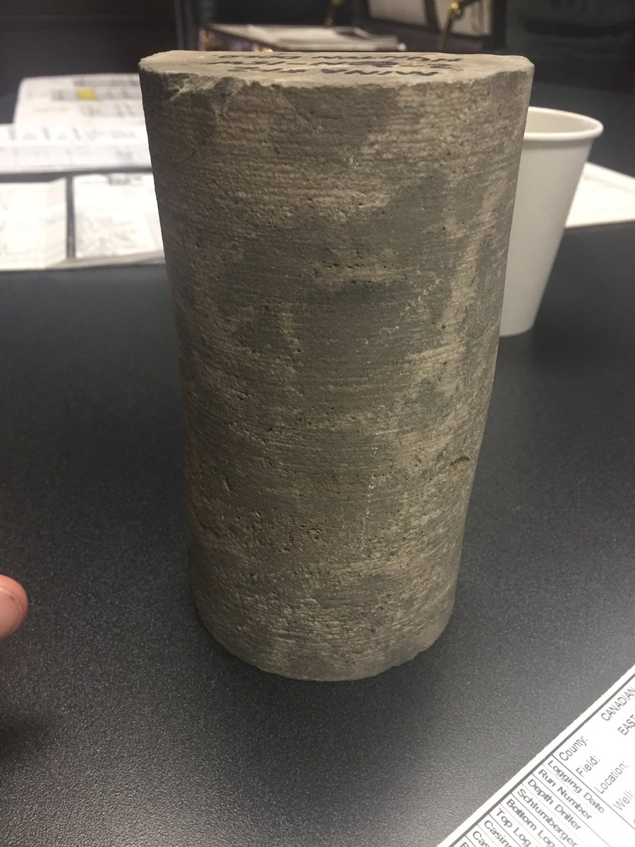 Goodrich_Matt's tweet photo. This rock is 18% porosity. Think of a coaster that soaks up your water glass sweat - except oil. #oil #roxexploration #drillbabydrill https://t.co/m0m02Z4QYV