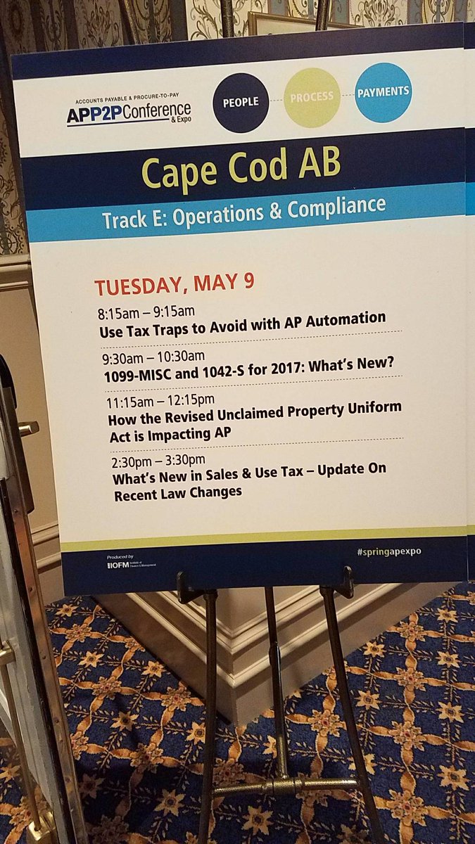 YetterTax's tweet photo. talking #usestax today at #SpringAPExpo.  double duty.  come hear about AP automation at 8:15 - https://t.co/snZ45sBnGc https://t.co/9dyNXpGlUu