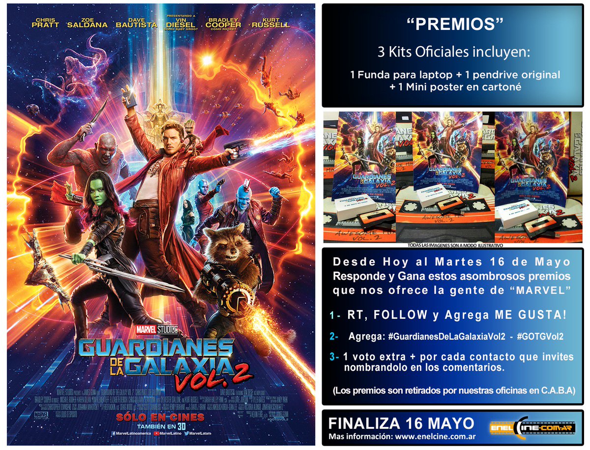 enelcine_ar's tweet photo. ¡NUEVO SORTEO! #GuardianesDeLaGalaxiaVol2 - ¡tan solo: Invita a tus amigos, Follow, RT, Like, #GOTGVol2 y uno de estos Kits pueden ser tuyo! https://t.co/2C4Wi4WbpK