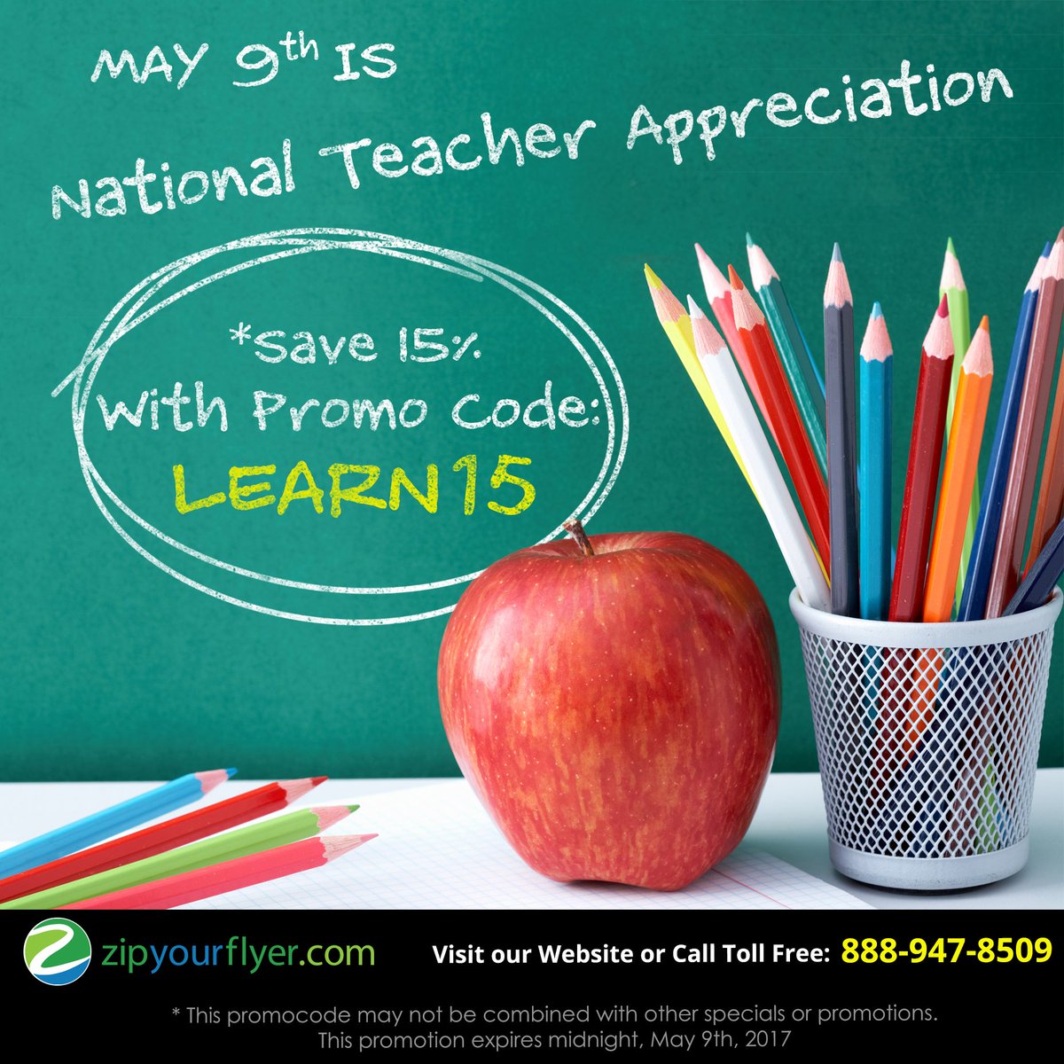 ZipYourFlyer's tweet photo. Today is #TeacherAppeciationDay! Use this #Promo to get 15% off your #EmailFlyer order today only! #RealEstate #Discount #Marketing #Learn https://t.co/skf0W7OL6y