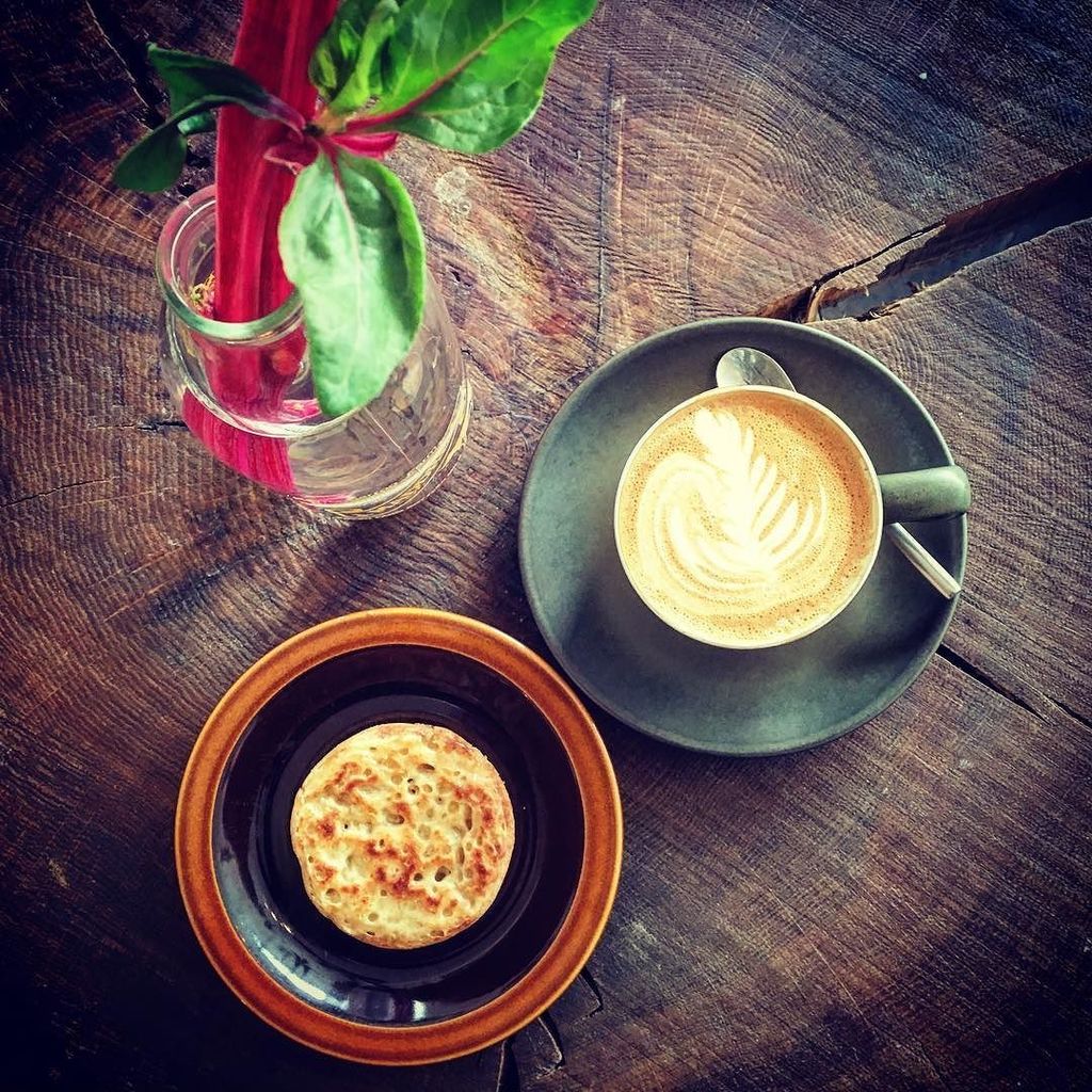 sixandmoon's tweet photo. @mctiernankevin made #crumpets today. Perfect with a #flatwhite #oaktree #howoldisit #counttherings #rainbowchard โฆ https://t.co/02EbY4WjHW https://t.co/gv84aC2Iid