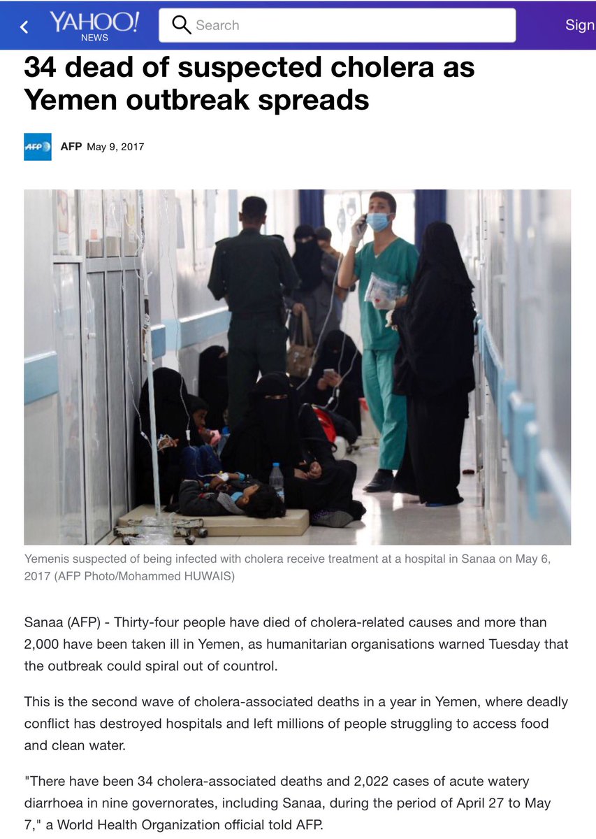 Yaman dilanda wabak taun. 34 mati, lebih 2,000 tenat.

Negara miskin..infrastruktur musnah dibom Arab Saudi tak henti-henti sejak Mac 2015.