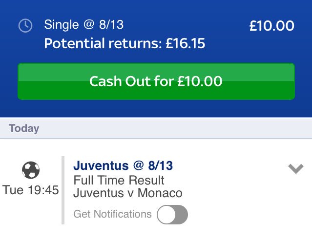 Rich__Tips's tweet photo. Bet 1 £10 - £1000 🤑

Juve to win
£10 returns £16.15 

#RichTips 🤑 https://t.co/yga3yCspZB
