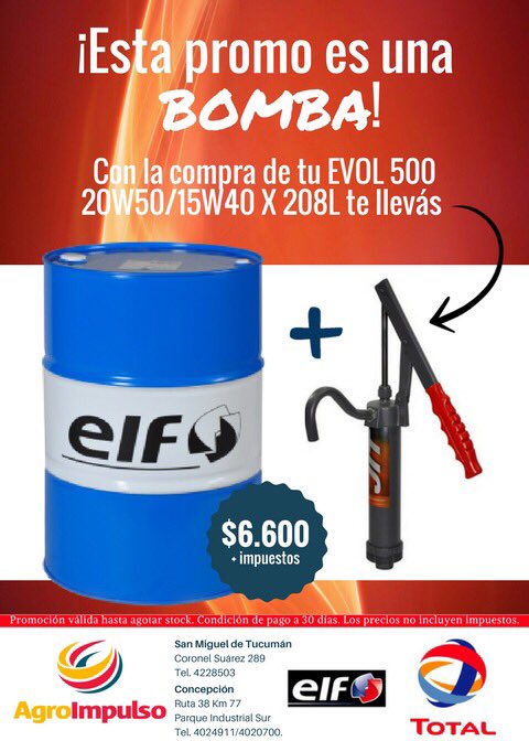 agroimpulsosrl's tweet photo. ¡¡¡@agroimpulsosrl es una BOMBA!!! 💣 ¡Llegaron estas promos nuevas y no te las querés perder! #promobomba #evol #quartz @TotalArgentina #elf https://t.co/h8BFjoIL8K