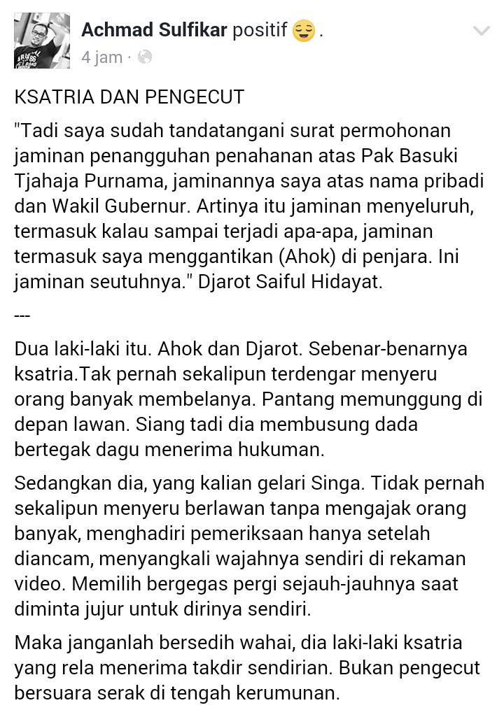 Setau sy org benar itu gak akan pernah takut!! Beda KSATRIA dan PENGECUT..