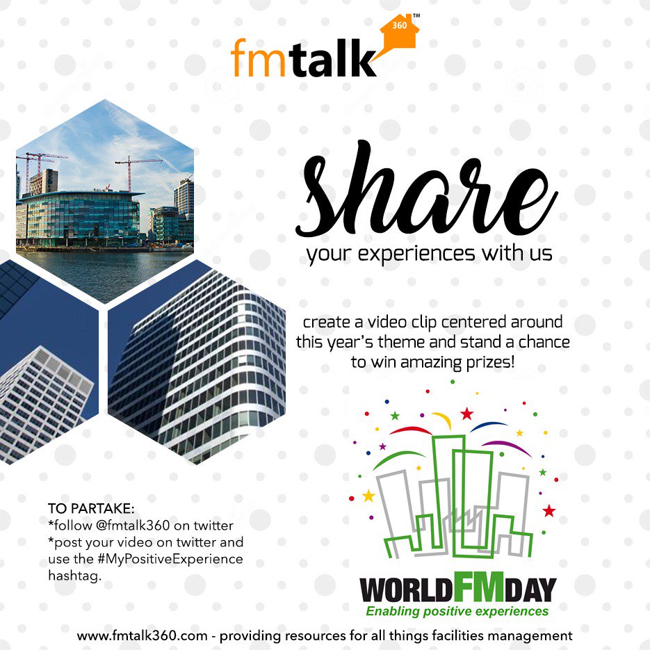 fmtalk360's tweet photo. Share yo😀😀ur experience with a short video on twitter with #MyPositiveExperience to stand a chance to win an FM Book  @IFMAFMCC @WorldFMDay https://t.co/Kdt4Nyd7gg