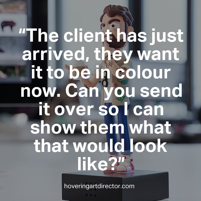 Things Hovering Art Directors say. Share your best line for the chance to win: hoveringartdirector.com #adobestock #contest