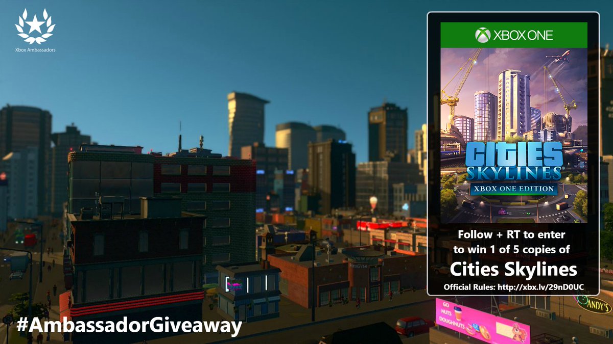 XboxAmbassadors's tweet image. We're giving away #CitiesSkylines for this week's #AmbassadorGiveaway! Follow @XboxAmbassadors &amp;amp; RT to enter for a chance to #win!