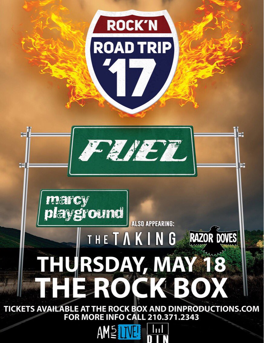 thetakingband's tweet image. #ShowAnnouncement! #Fuel &amp;amp; #MarcyPlayground #LIVE w/#TheTaking &amp;amp; @RazorDoves Next Thurs, May 18 @therockboxtx. Hit us up for discount tix!
