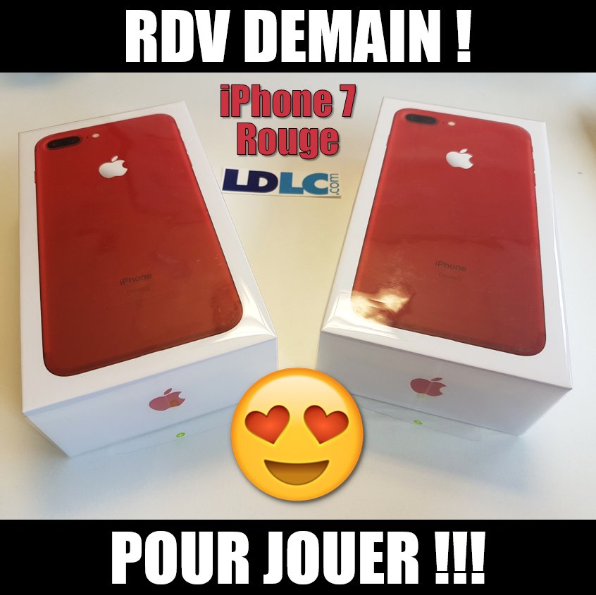 LDLC's tweet photo. 😍 RDV demain pour gagner 2 iPhones 7 édition spéciale rouge ! https://t.co/9TTZjGOSHY