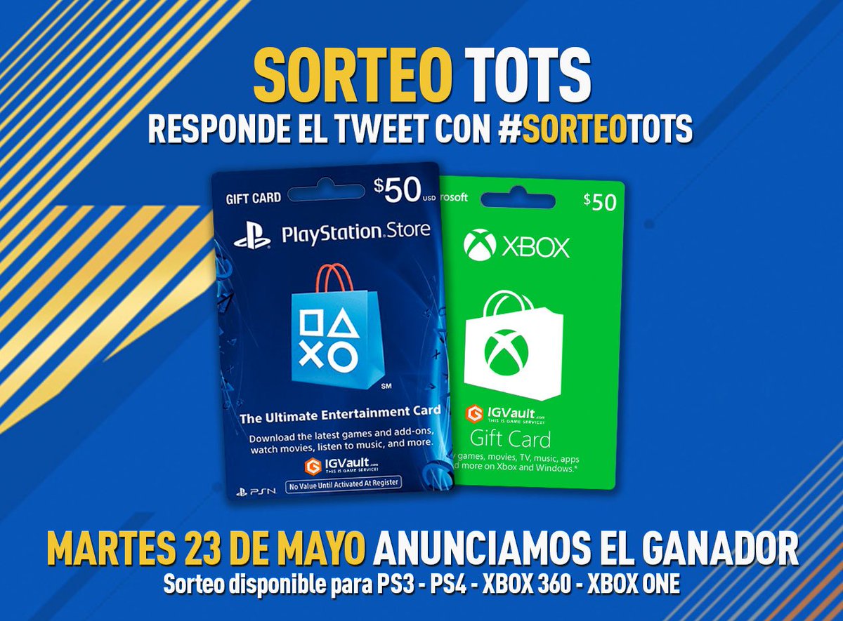 🎁SORTEO GIFT CARD - $50 🍟
🔄 RT + Seguir a <a href="/todoUT/">TodoUltimateTeam.com</a> y <a href="/creeloyasisera/">Sebas</a>
-Suscribirse youtube.com/sebasarg
-Responde el tweet con #SorteoTOTS