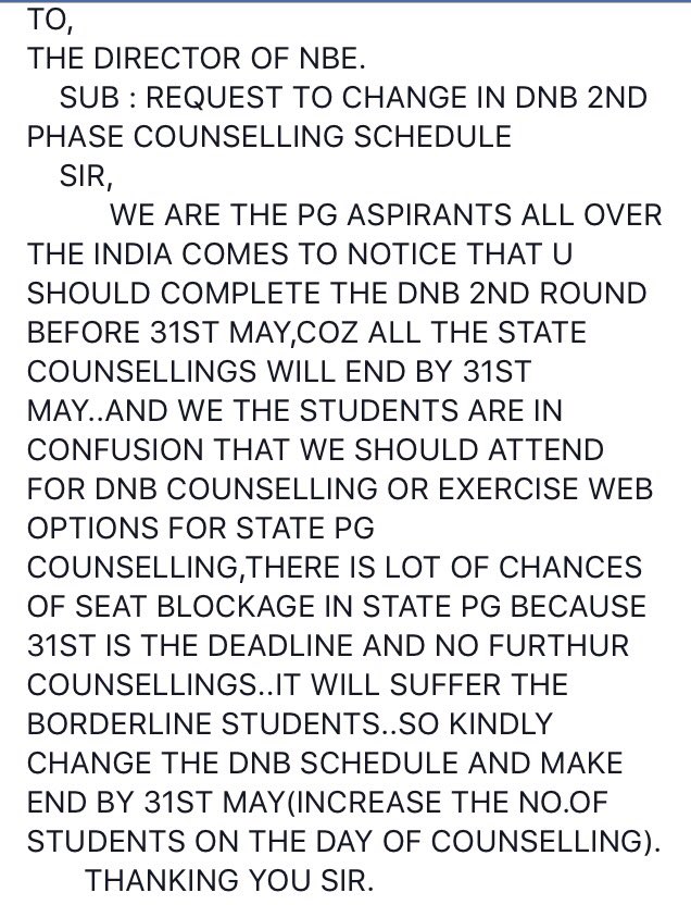 DrPPatoliya's tweet photo. @drbipinbatra regarding change to 2nd round DNB JAN 2017 #pgaspirant complete before 31st May so we attend counselling https://t.co/b0ISLvSES3