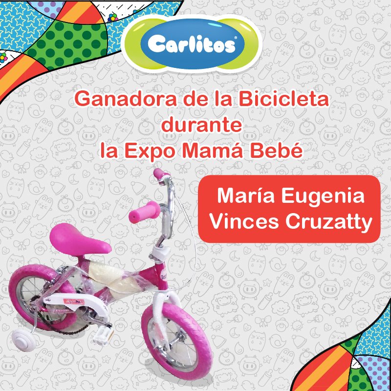Durante la Expo Mamá Bebé, #Carlitos realizó el sorteo de una bicicleta infantil Felicidades a la ganadora Maria Eugenia Vinces Cruzatty