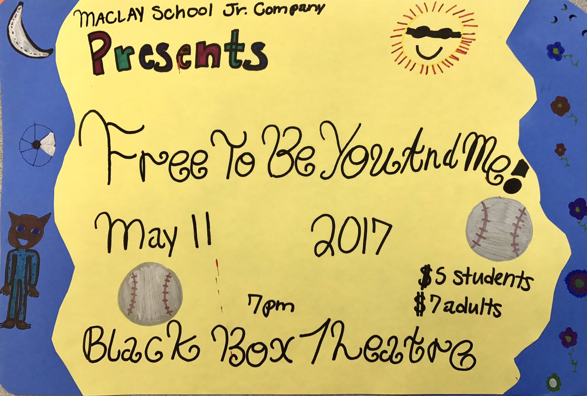 MaclayFineArts's tweet photo. Save the date! #maclaymiddleschool Jr. Company presents #freetobeyouandme May 11, 2017 at 7 pm @Maclayschool #blackboxtheatre @whitsnow13 https://t.co/s7dJEBTaFC