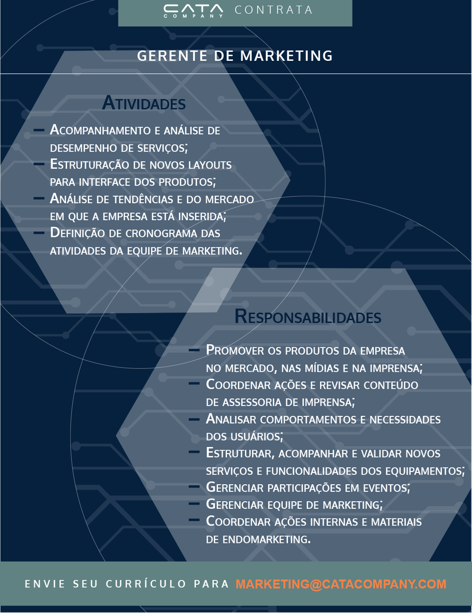 CataCompany's tweet photo. Nova vaga para gerência de marketing! Super oportunidade! :) https://t.co/ySgN2mGF9p