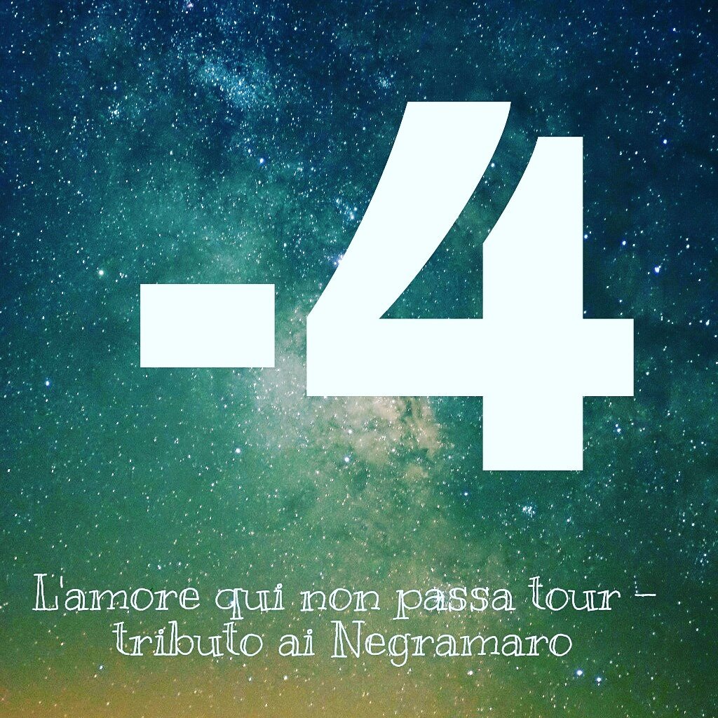 Meno 4 battiti 💓💓💓💓

L'amore qui non passa tour - tributo ai <a href="/Negramaro/">negramaro</a> è sempre più vicino! 
Il cuore trema💓

Vi aspettiamo! 🤗