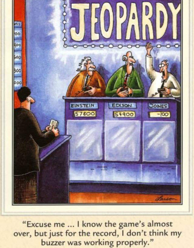 WMarkus's tweet image. Spicey does Jeopardy.