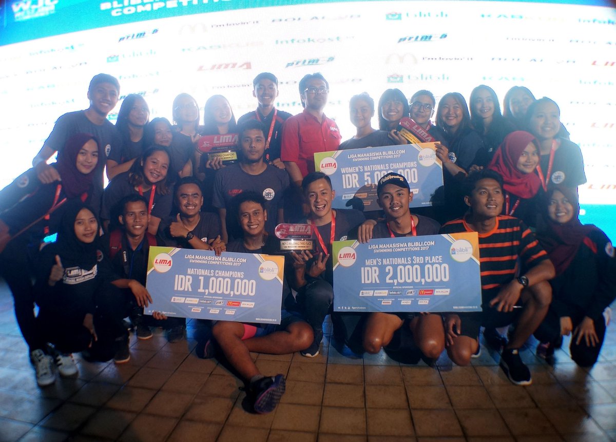 Champions! 🏆
LIMA <a href="/Bliblidotcom/">Blibli</a> Swimming Competitions 2017 : Universitas Pendidikan Indonesia (UPI)
.
#LigaMahasiswa #LIMASwimming #Swimming