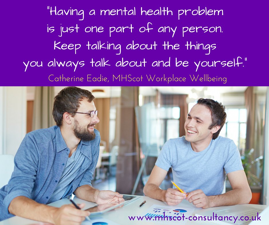 MHScot's tweet photo. If you know someone suffering #mentalhealth illness, remember, their illness does not define them. Keep talking &amp; be yourself! 💜 #MHAW17 https://t.co/ExejzVzqRu
