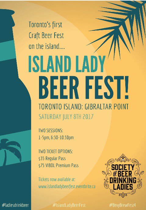 🏝TICKETS NOW ON SALE FOR OUR NEXT LADY BEER FEST🏝
#BevyBrewFest4.
Toronto island.
<a href="/Artscape/">Artscape</a> Gibraltar.
islandladybeerfest.eventbrite.ca
GO GO GO!
 👊🍻