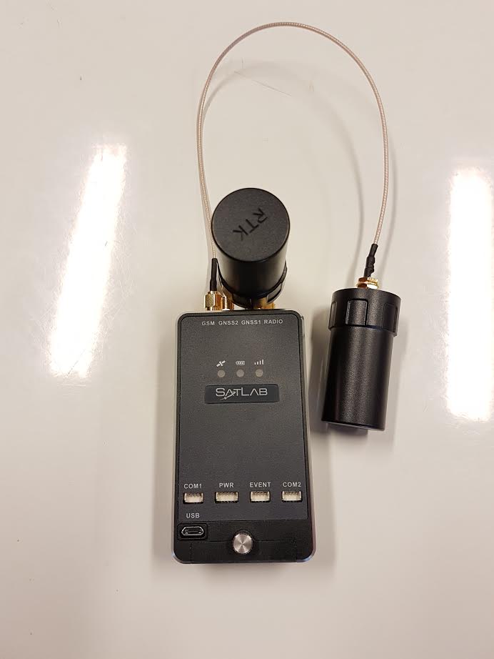 Satlab´s "sponge box": multiconstellation GNSS UAV/RTK and Heading Receiver solution in a very compact and lightweight form factor.