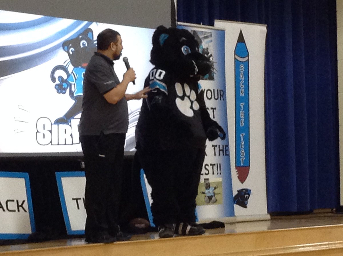 mrsmorrison3rd's tweet photo. Thank you @SirPurr and Carolina Panthers!  We had a great time getting pumped to Sack The EOGs. https://t.co/kkIeJmTDD2