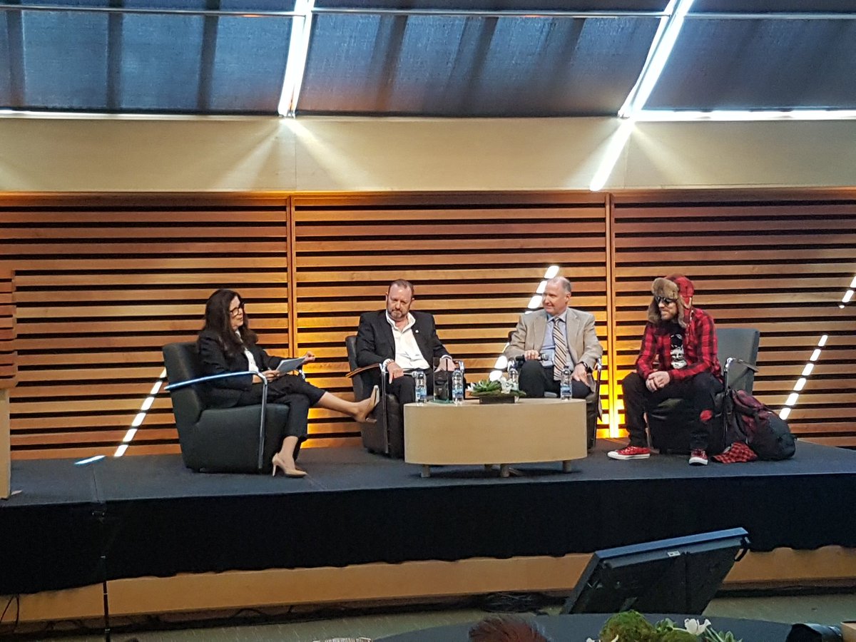 NPDCanada's tweet photo. David Clanachan from @TimHortons, Ken Otto from Cara, and Ryan Smolkin from @poutinerie chat about navigating the landscape. #NPDFoodSummit https://t.co/7WtFdcRIyD