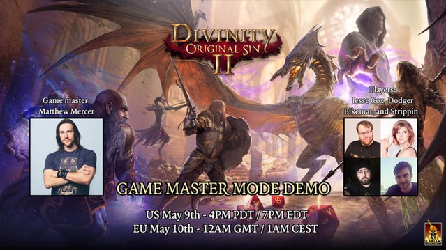 larianstudios's tweet photo. Today at 4pm PT GM @matthewmercer leads @JesseCox, @dexbonus, @Strippin &amp; @BikeManStream LIVE in Game Master Mode https://t.co/xWlU3pj1Mk https://t.co/RWTTfx8MdO
