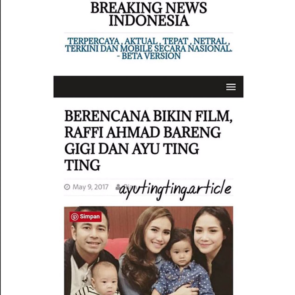 ayu_kathy's tweet photo. @aytingnew92 @RaffiAhmadLagi 🙏👍👍👏👏 https://t.co/6spbnH0ces