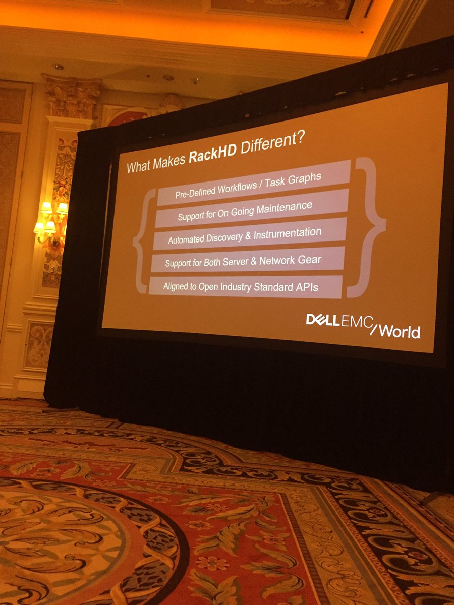 SScarin24's tweet photo. .@tjlarso3 presenting #RackHD @DellEMCWorld and how it can enable composable infrastructure https://t.co/p5DgGhHK29