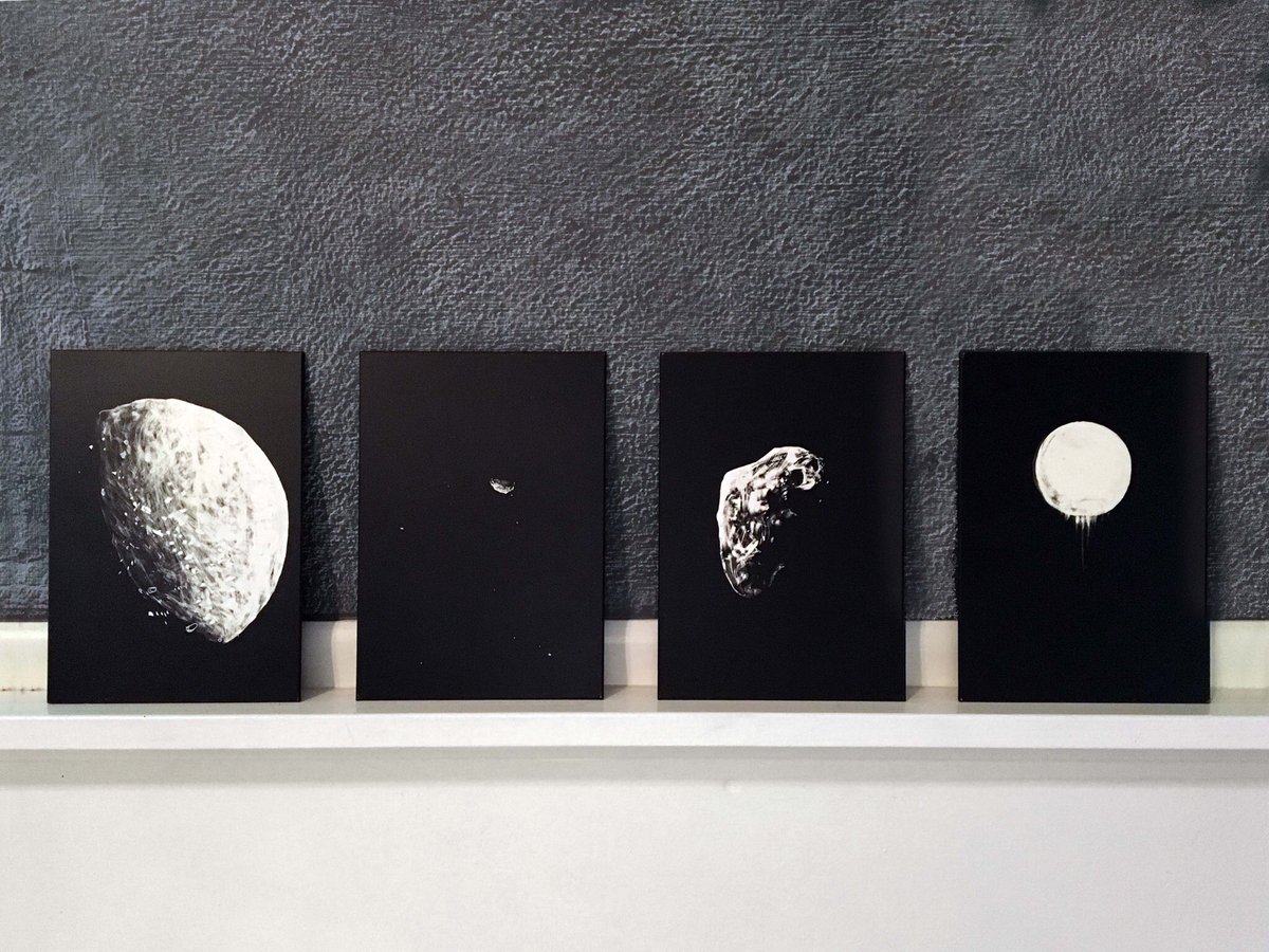 SeanaReilly's tweet photo. Just added a 4th #Saturn #moon to my collection in honor of new finds re #enceladus. #cassini #scratchboard #art #karleysullivan https://t.co/9WINT7kbxD