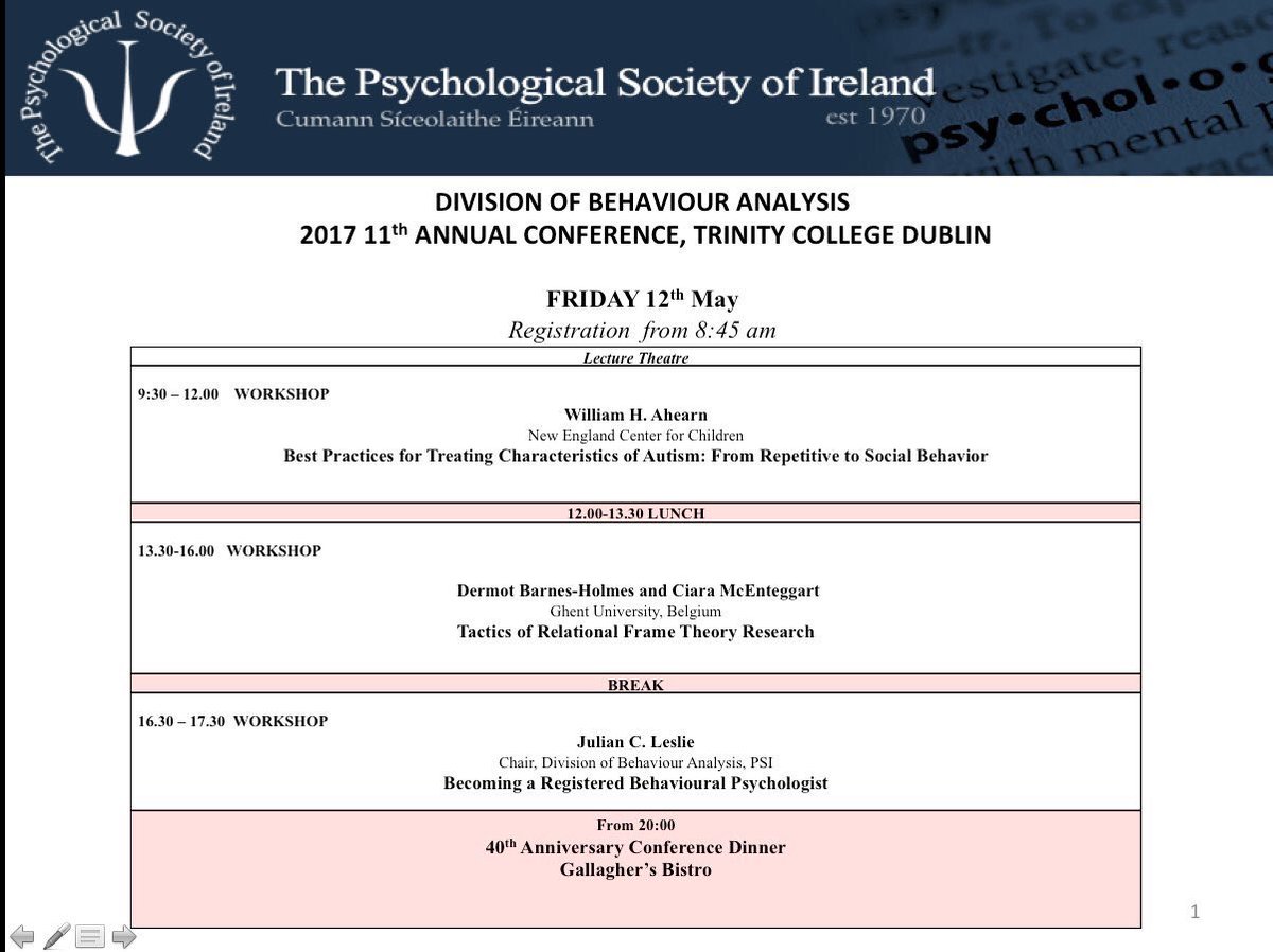 steven_lee100's tweet photo. Looking forward to attending the 11th Annual Conference for the Division of Behaviour Analysis in Trinity College Dublin. #DBA17 #ABA https://t.co/AM1npYaUST