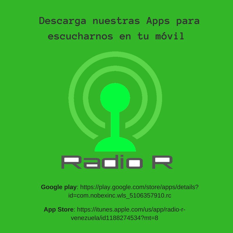 laparraga's tweet photo. Puedes escuchar @RadioRVzla en nuestras Apps App google play https://t.co/TvAJDIAH1B
App store https://t.co/LysvRQeQGm https://t.co/1c1JtoWtAI