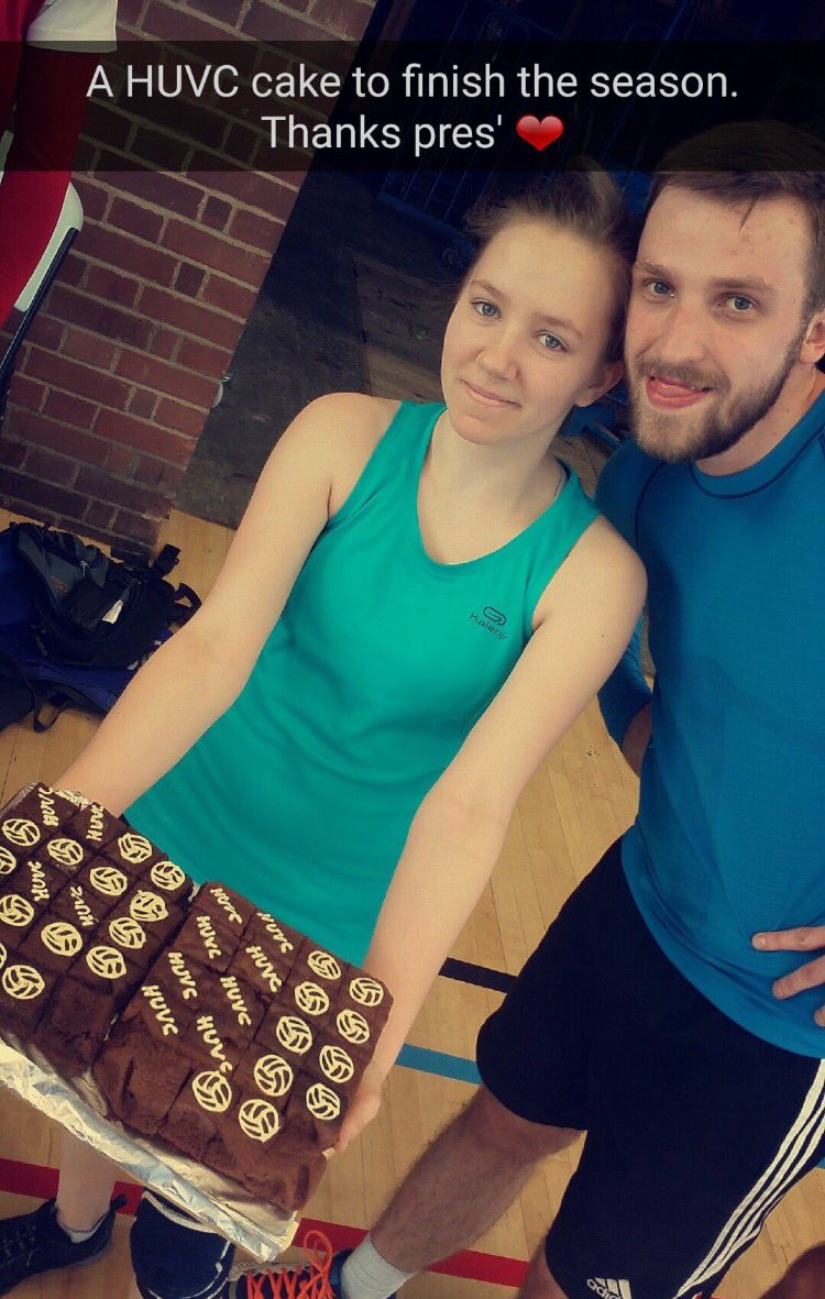 President Elect (with the current club secretary) brought little HUVC cakes! 
Buying our love with food 🍰#CakeBreak