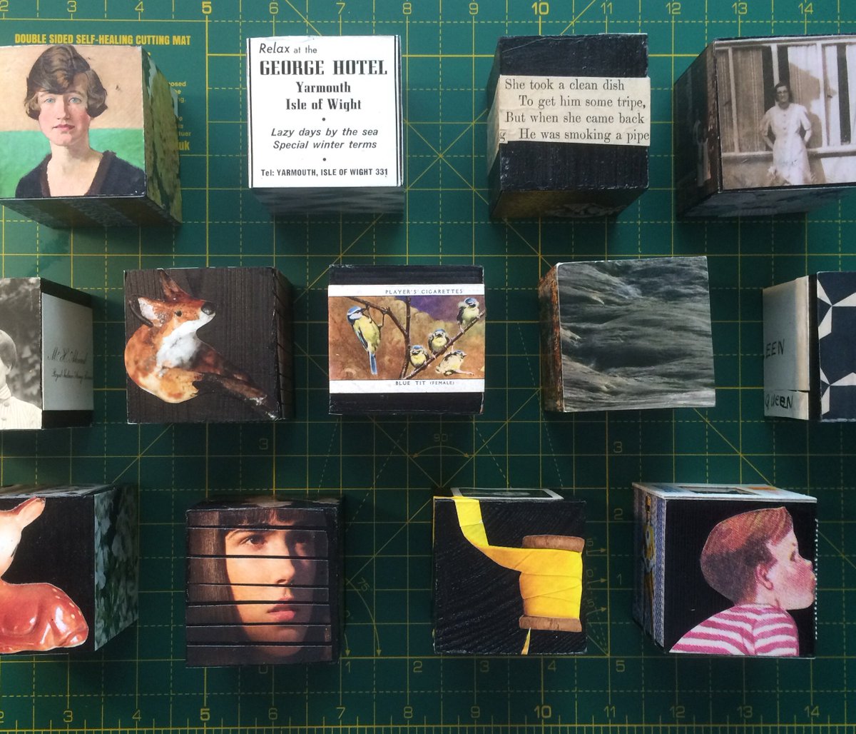 Tartanpixie75's tweet photo. My latest love - the collage cube! 
Climbing into the filing cabinet of our memory https://t.co/2QhLZpFaqo
