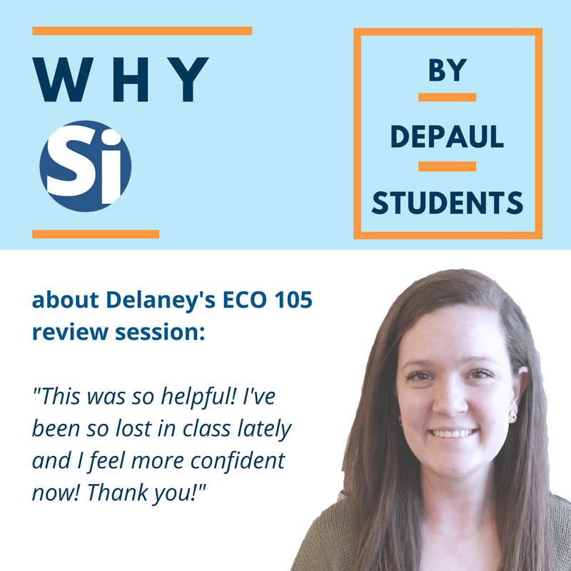 DePaulSI's tweet photo. Get your questions answered at a microeconomics session with Delaney! 
Full schedule: https://t.co/H9nOHb18Ay https://t.co/DgqBG79qNN